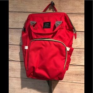 Red Lands End diaper bag large
